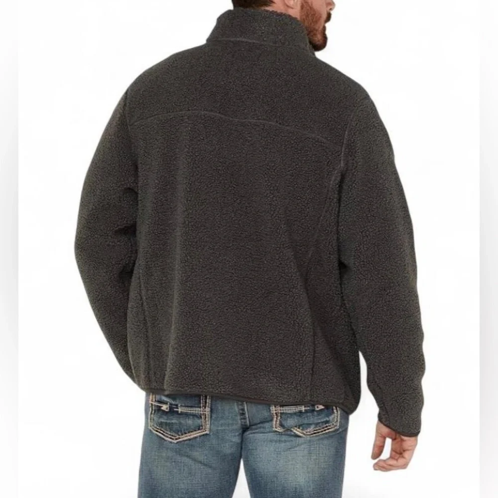 Wrangler Men's Multi-Pocket Sherpa Jacket Charcoal Size XXL Full Zip Heavyweight